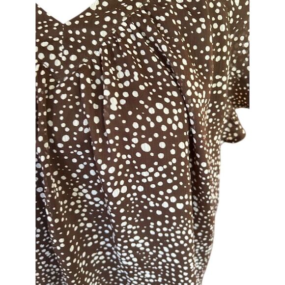 LOFT Petites Brown White Dot Print Sheer Flutter Sleeve Blouse – Size SP - Picture 3 of 6